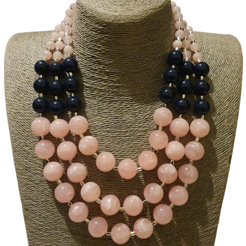 Pink faux marble - pink, beaded