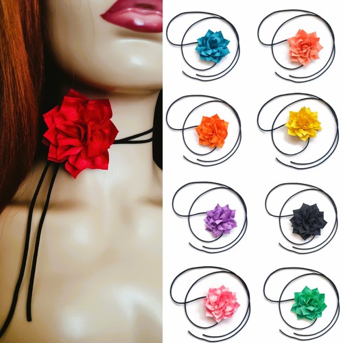 Big rose flower choker - rose,