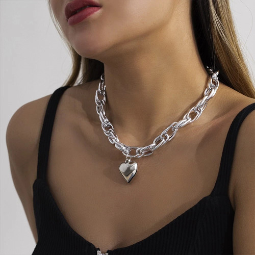 Link chain necklace - link, heart
