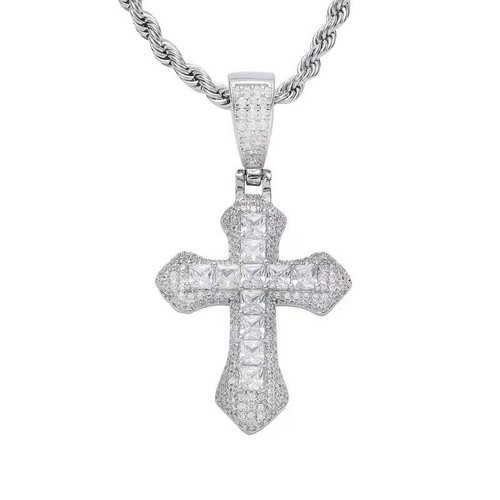 Crystal cross big pendant - crystal,