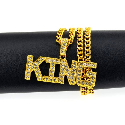 Gold king chain necklace punk - king,