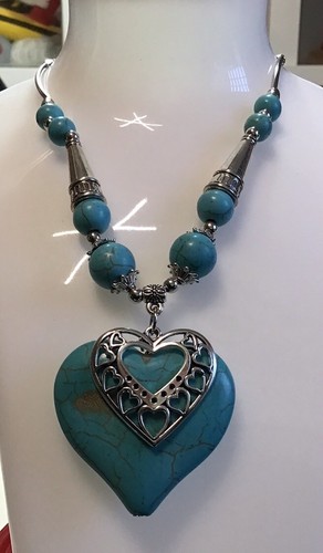 Women turquoise necklace big - women,
