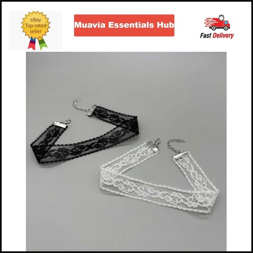 Short lace necklace black - short,
