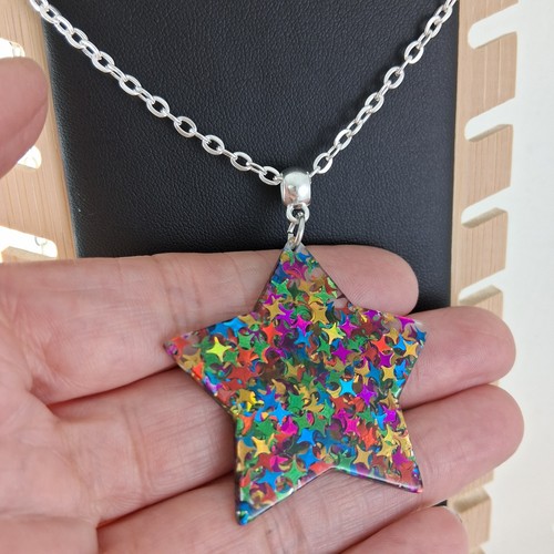 Big star necklace metallic - star,