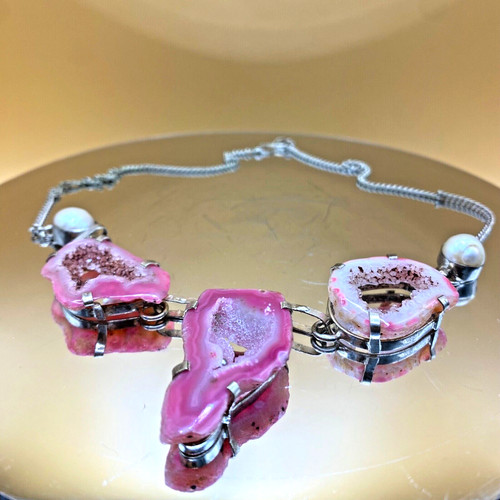 Vtg pink fuchsia agate - vtg, river