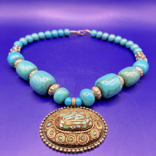 Vtg tribal faux turquoise - faux,