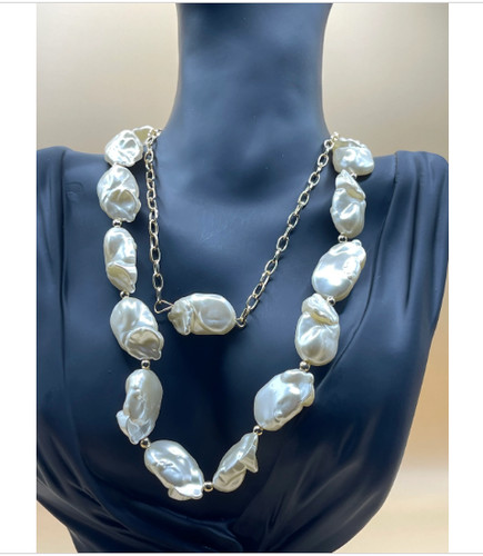 Chunky pearl necklace big - pearl,