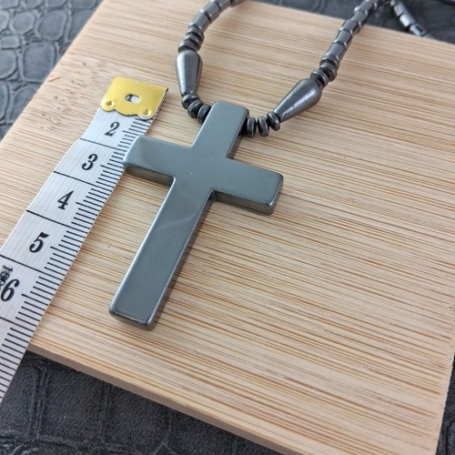 Big black cross necklace - black,
