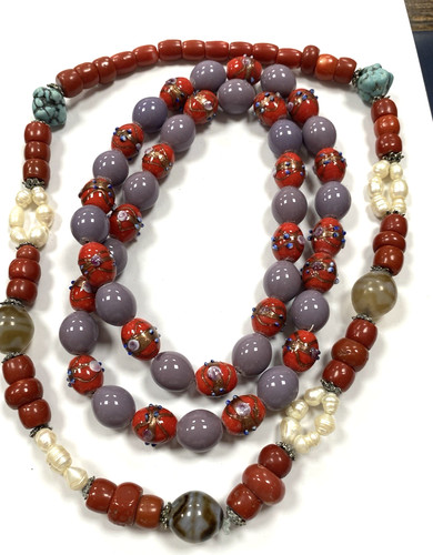 Lot big necklaces glass - glass, &