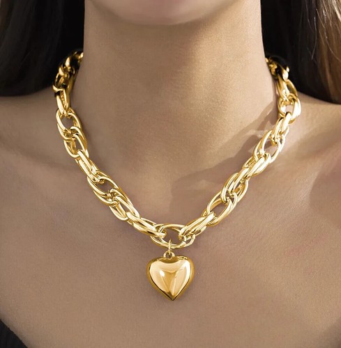 Link chain necklace heart - link,