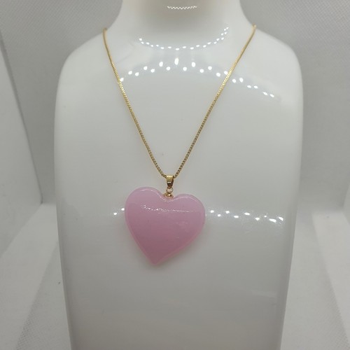 Big heart necklace color glass - color,