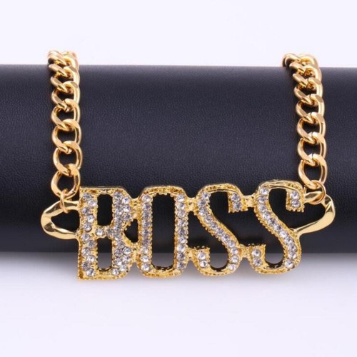 Gold boss chain necklace punk - boss,