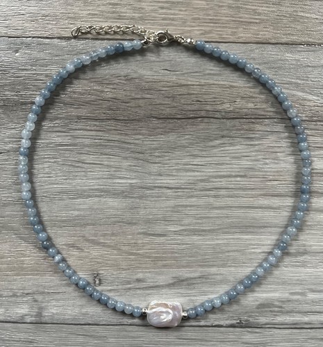 Beaded aquamarine necklace