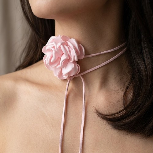 Big rose flower choker - rose,