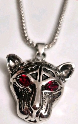 Silver tone big cat head - cat,