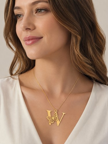 Butterfly big necklace gold - gold, w