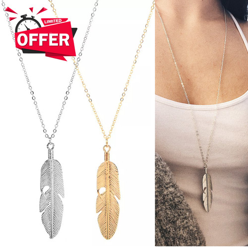 Big feather leaf pendant - big,