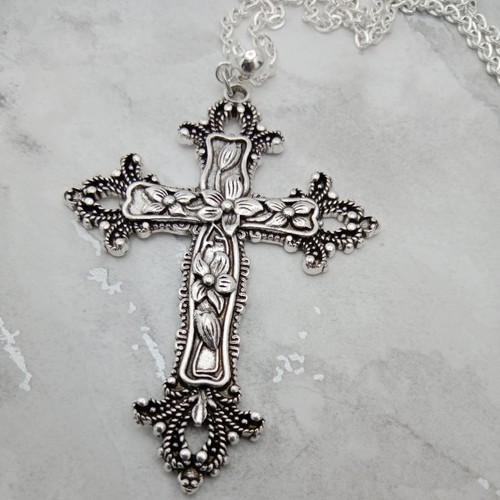 Huge ornate cross necklace - huge,