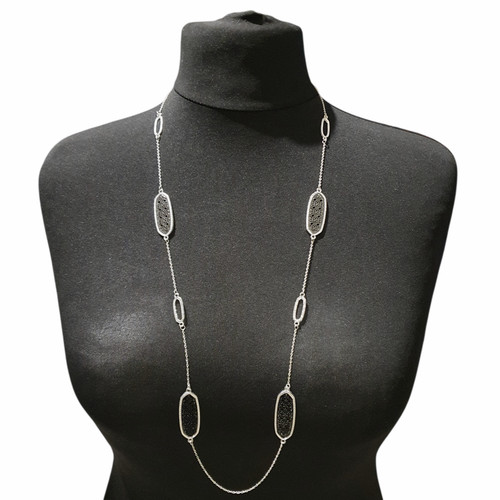 Statement long silver tone - statement,