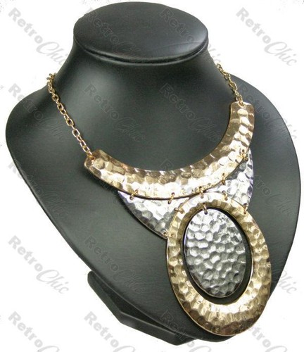 Big hammered bib curved - hammered,